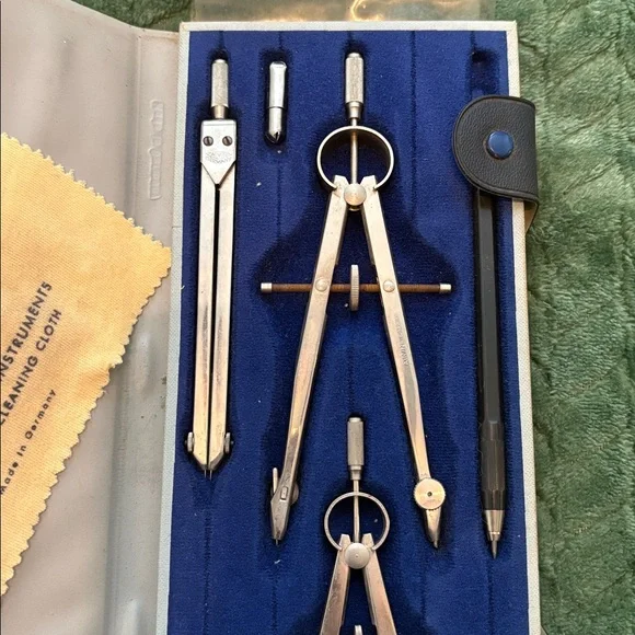 ALVIN Vintage Precision Drawing Instruments Set In Shadow Box Germany - Picture 2 of 7